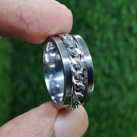 "8MM Stainless Steel Unisex Spinner Ring, AAAQL1017 - Picture 9 of 11